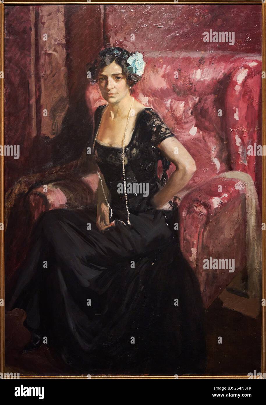 Clotilde con traje de noche, Clotilde con abito da sera, Madrid, 1910, Joaquin Sorolla y Bastida (1863-1923) Foto Stock