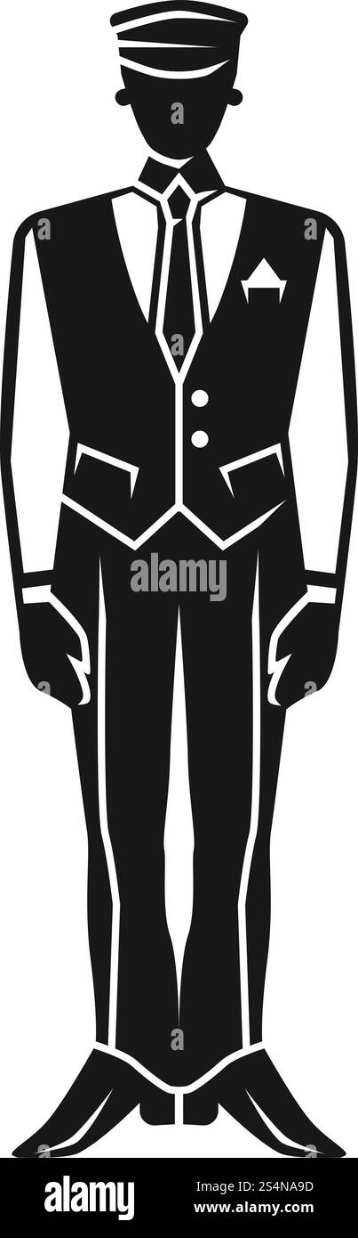Icona Valet man. Semplice illustrazione dell'icona vettoriale manuale per la progettazione Web isolata su sfondo bianco. Icona Valet man, stile semplice Illustrazione Vettoriale
