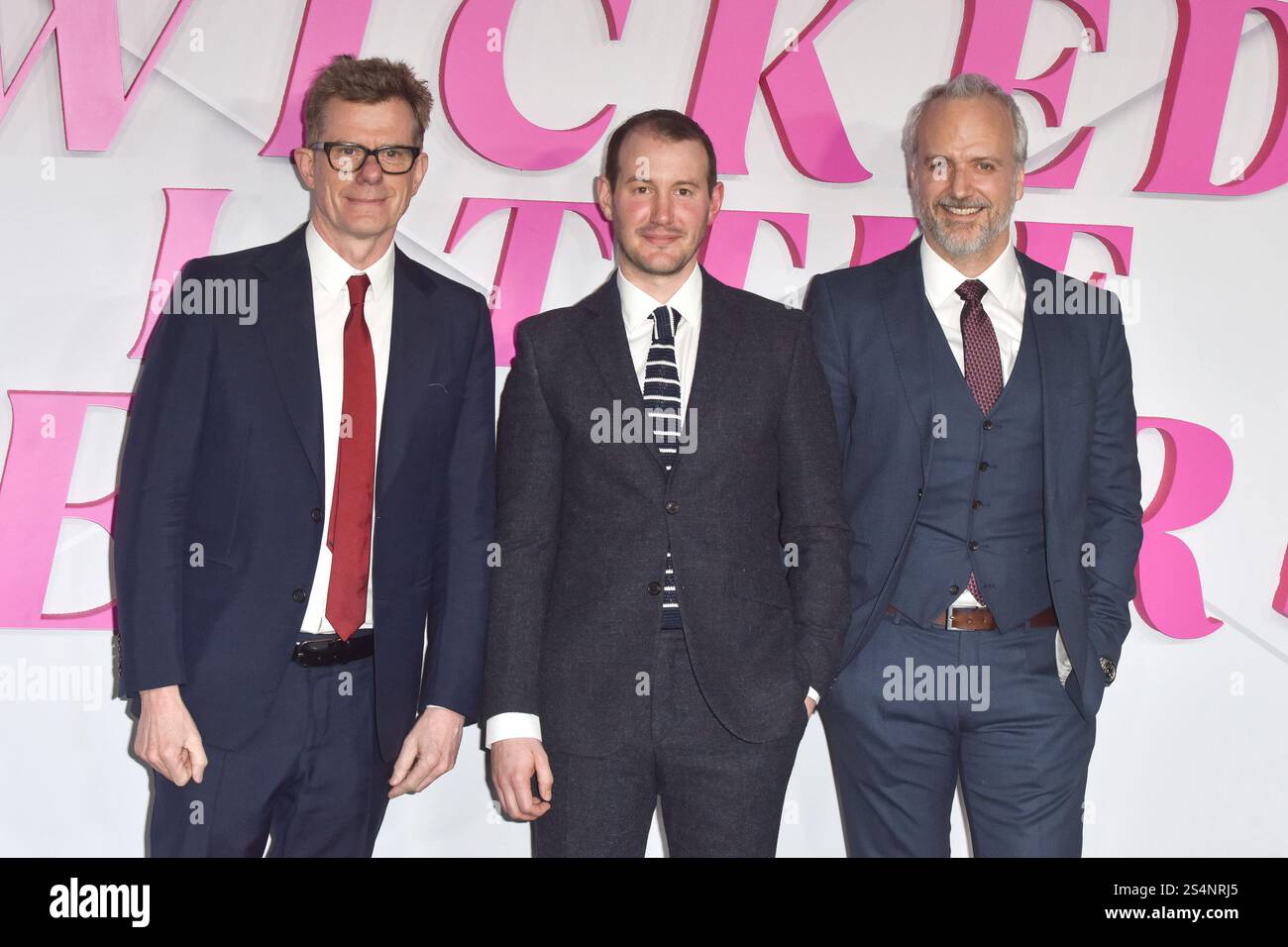 Graham Broadbent, Jonny Sweet e ed Sinclair partecipano alla prima europea " Wicked Little Letters ", all'Odeon Luxe Leicester Square di Londra, Inghilterra. REGNO UNITO. Martedì 13 febbraio 2024 Foto Stock