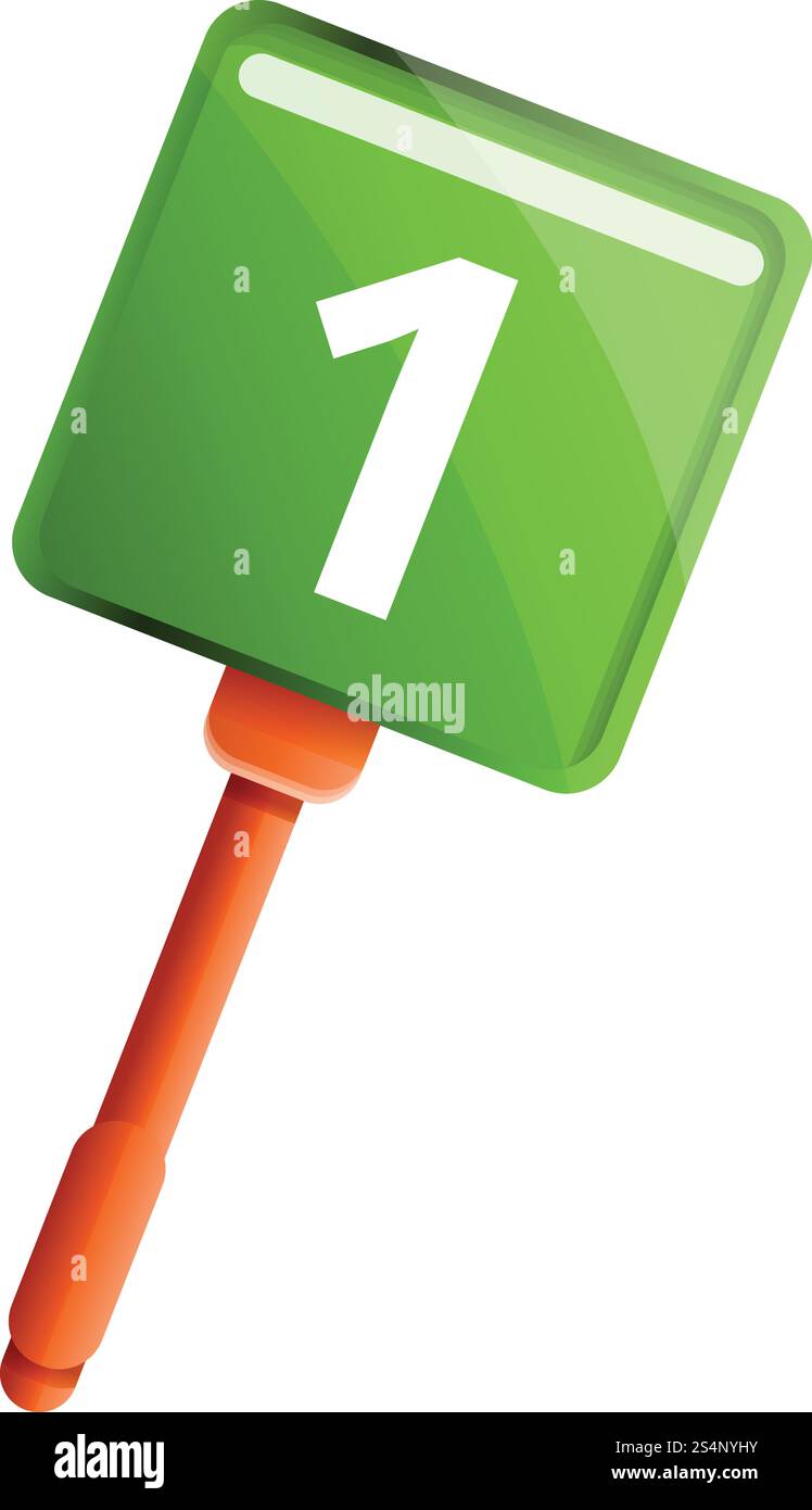 Icona verde della targa. Cartoni animati dell'icona vettoriale verde della targa per il design Web isolato su sfondo bianco. Icona verde della targa, stile cartone animato Illustrazione Vettoriale