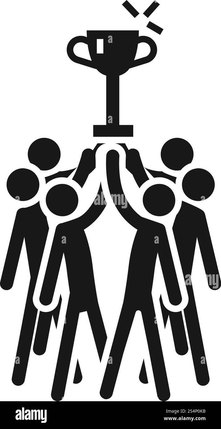 La cooperazione tra le persone vince l'icona della tazza. Semplice illustrazione della collaborazione tra le persone che vince l'icona vettoriale della coppa per il web design isolata su sfondo bianco. La cooperazione tra le persone vince l'icona della tazza, stile semplice Illustrazione Vettoriale