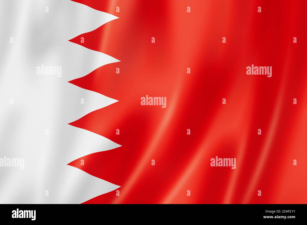 Bandiera del Bahrain, rendering tridimensionale, texture satinata. Bandiera del Bahrein Foto Stock