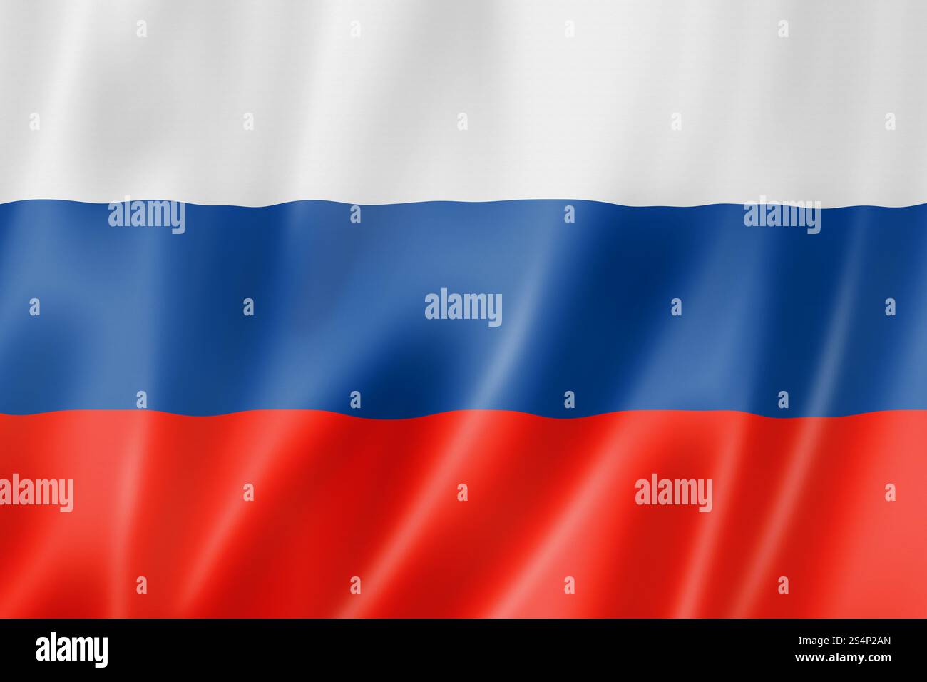 Bandiera della Russia, rendering tridimensionale, texture in raso. Bandiera russa Foto Stock