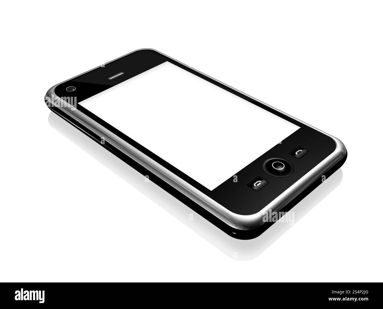 telefono cellulare tridimensionale isolato su bianco con percorso di ritaglio. telefono cellulare Foto Stock