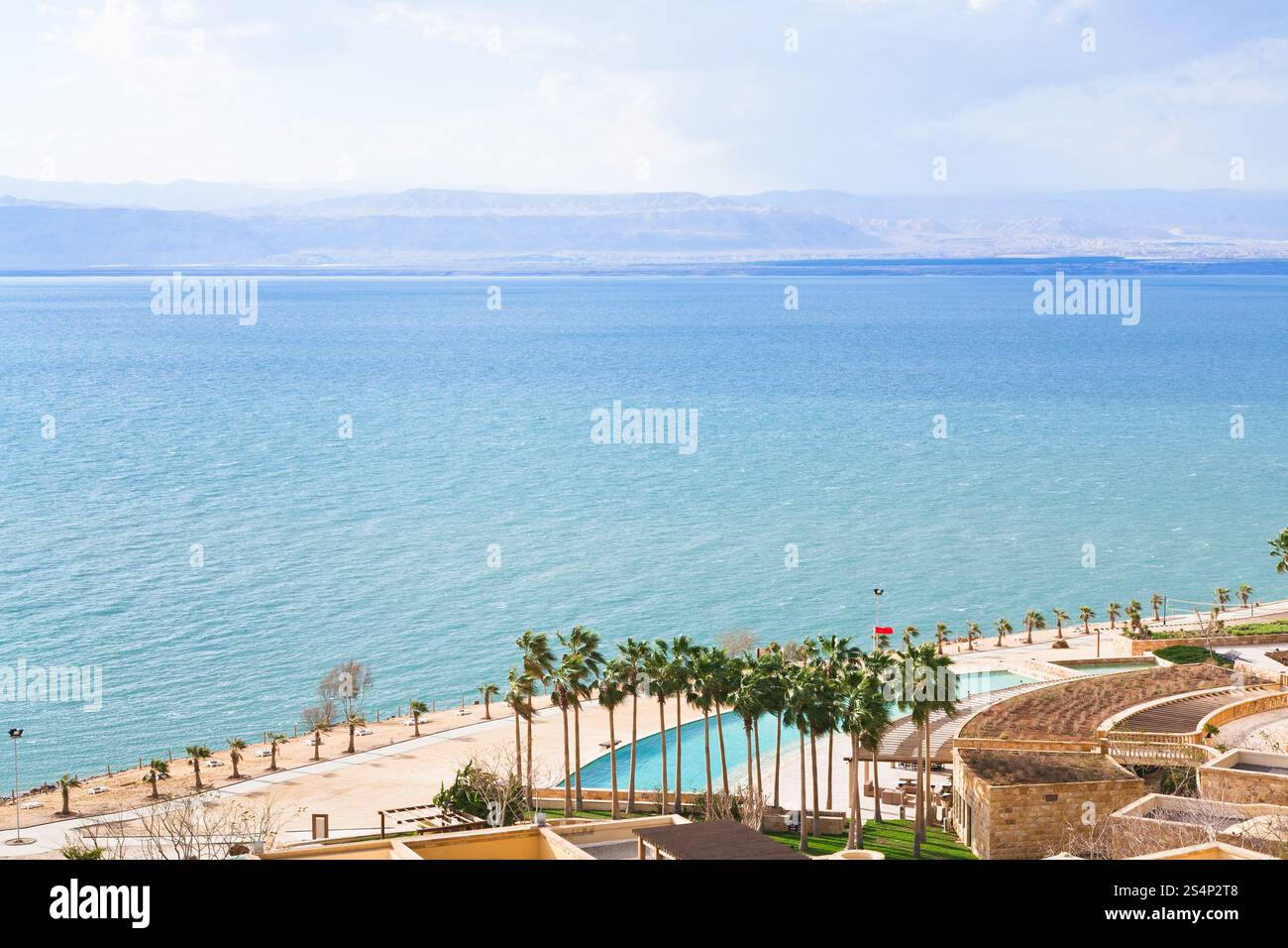 Alba presto sulla costa del Mar morto Foto Stock