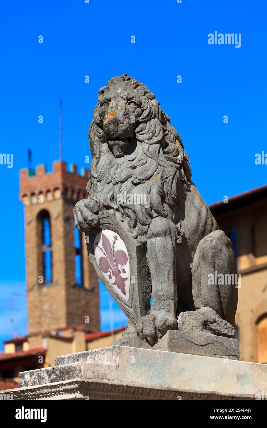 Leone araldico vicino a Palazzo Vecchio. Firenze. L'Italia. Foto Stock
