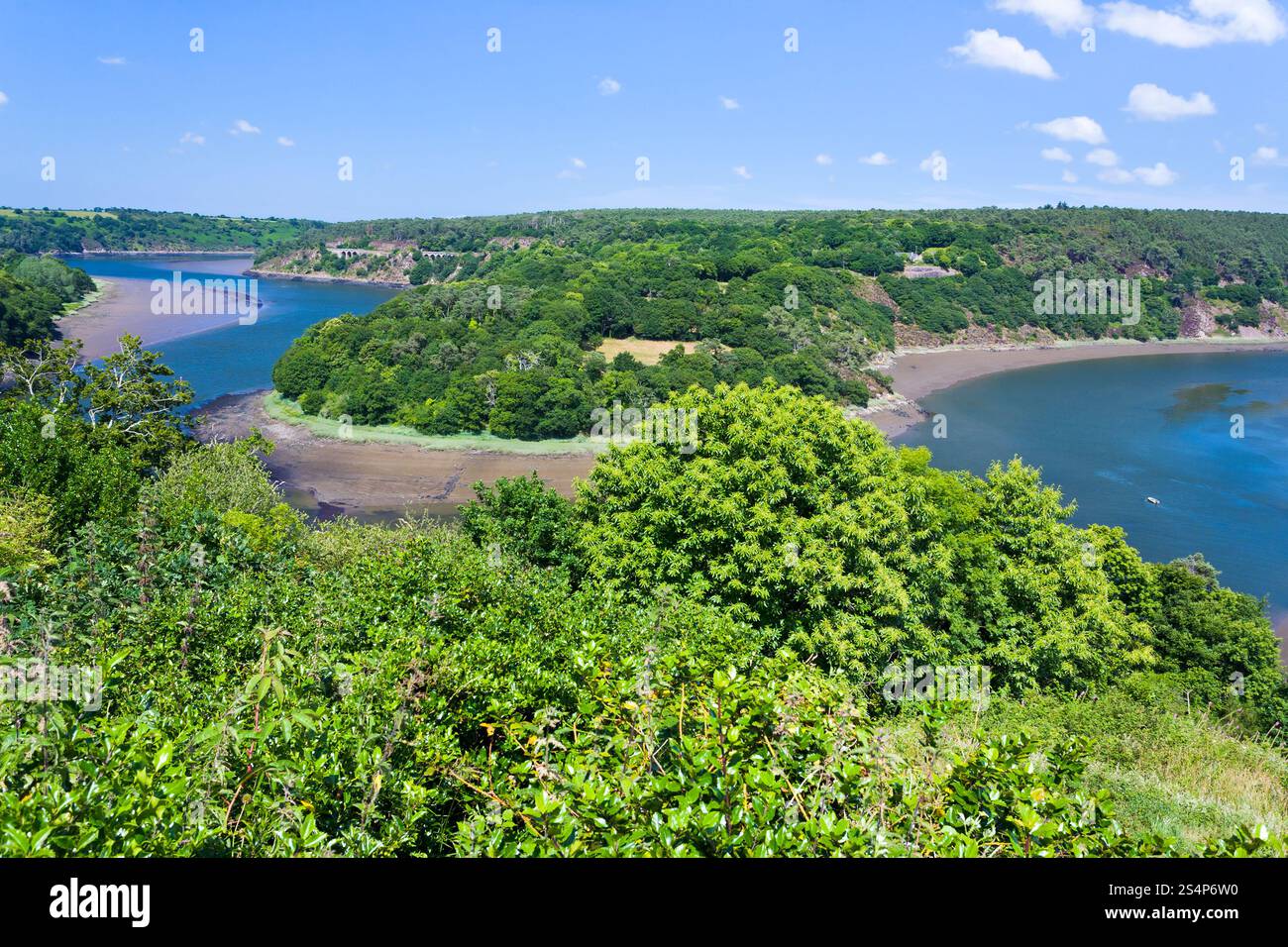 Paesaggio naturale nei pressi di La Roche Jagu station wagon, Brittany, Francia Foto Stock