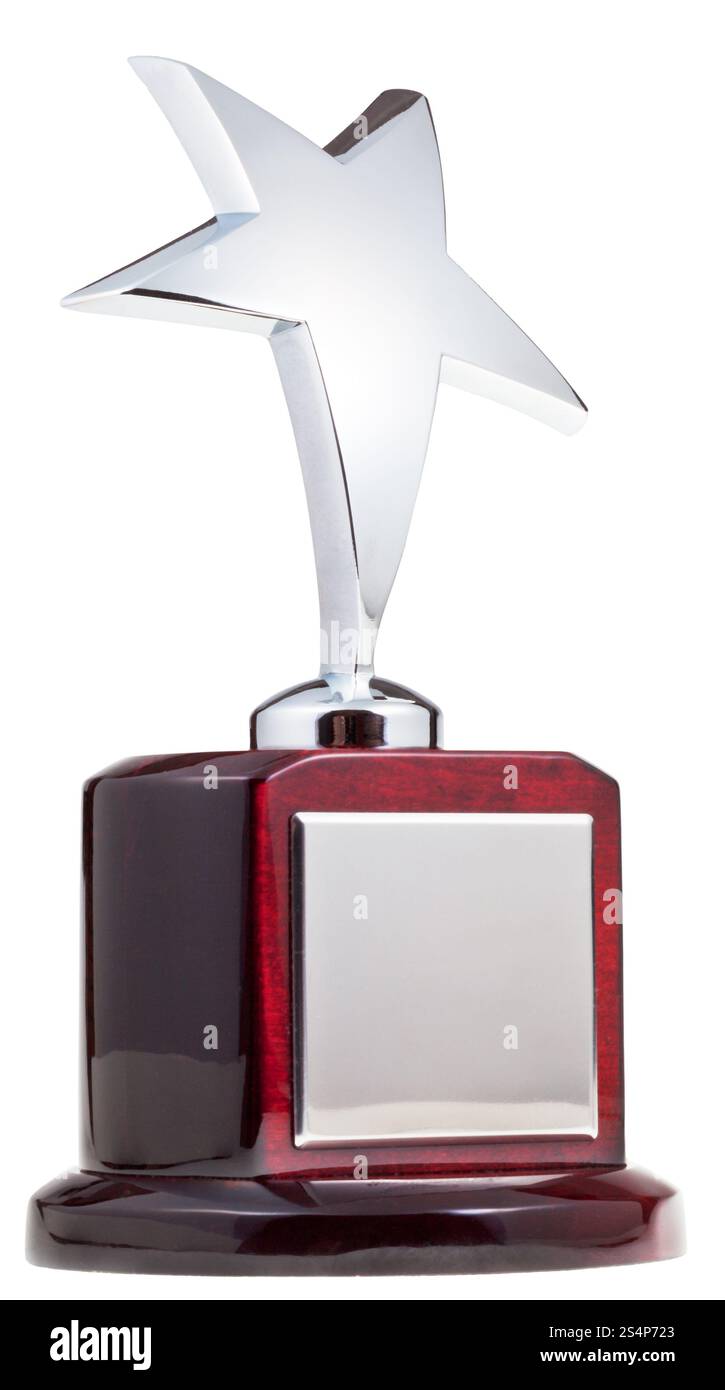 Silver star award isolati su sfondo bianco Foto Stock