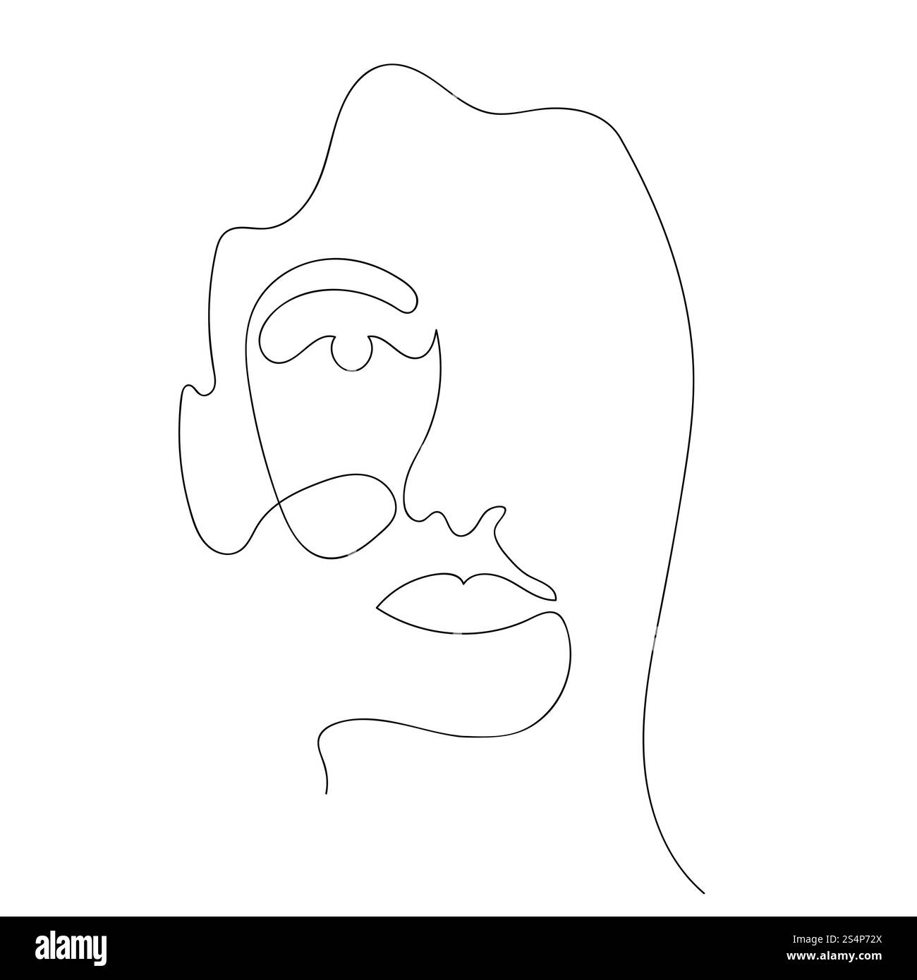 Disegno continuo su una linea del viso di una donna - arte minimalista femminile Illustrazione Vettoriale