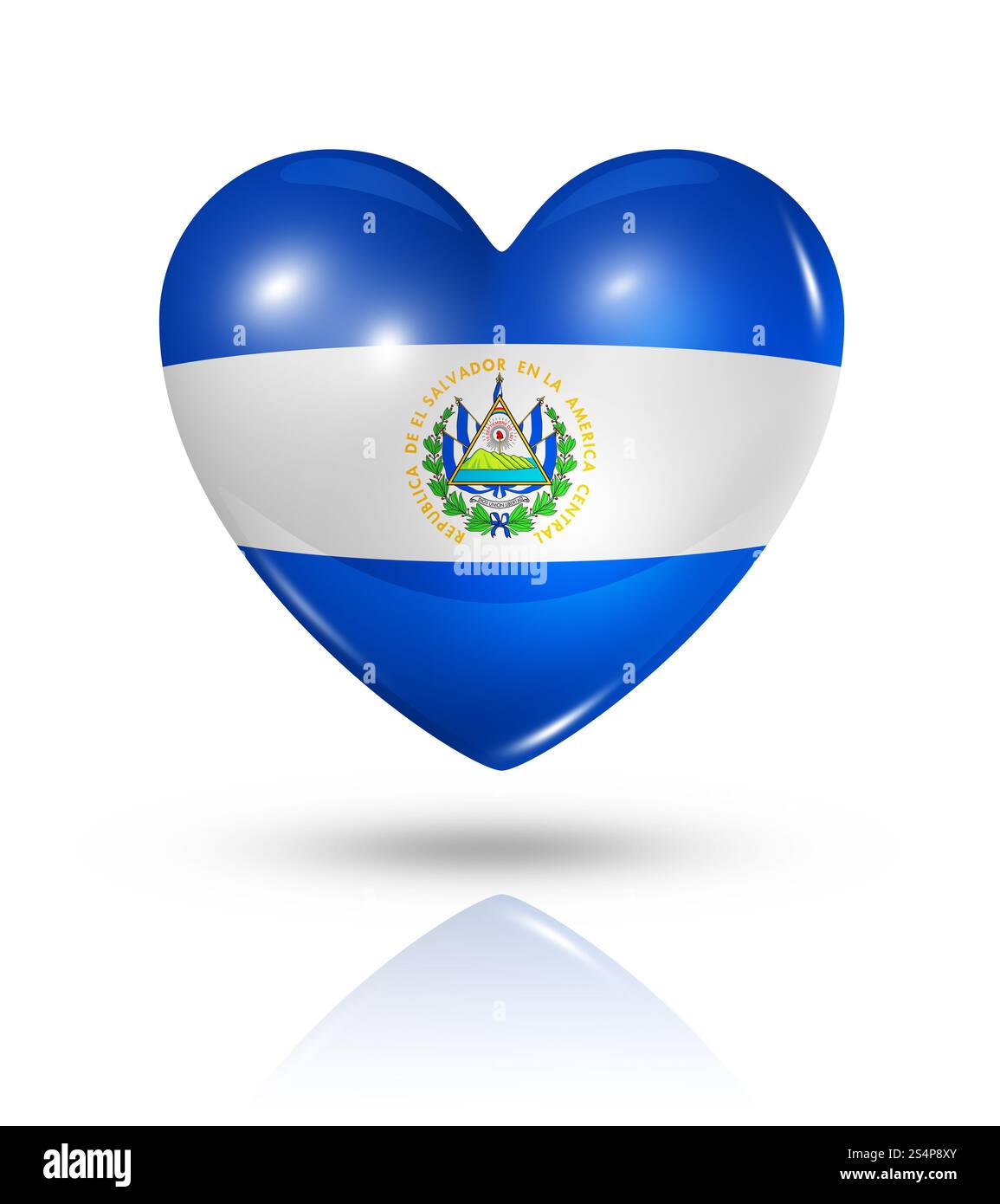 Amore El Salvador simbolo. 3D cuore icona bandiera isolato su bianco con tracciato di ritaglio Foto Stock