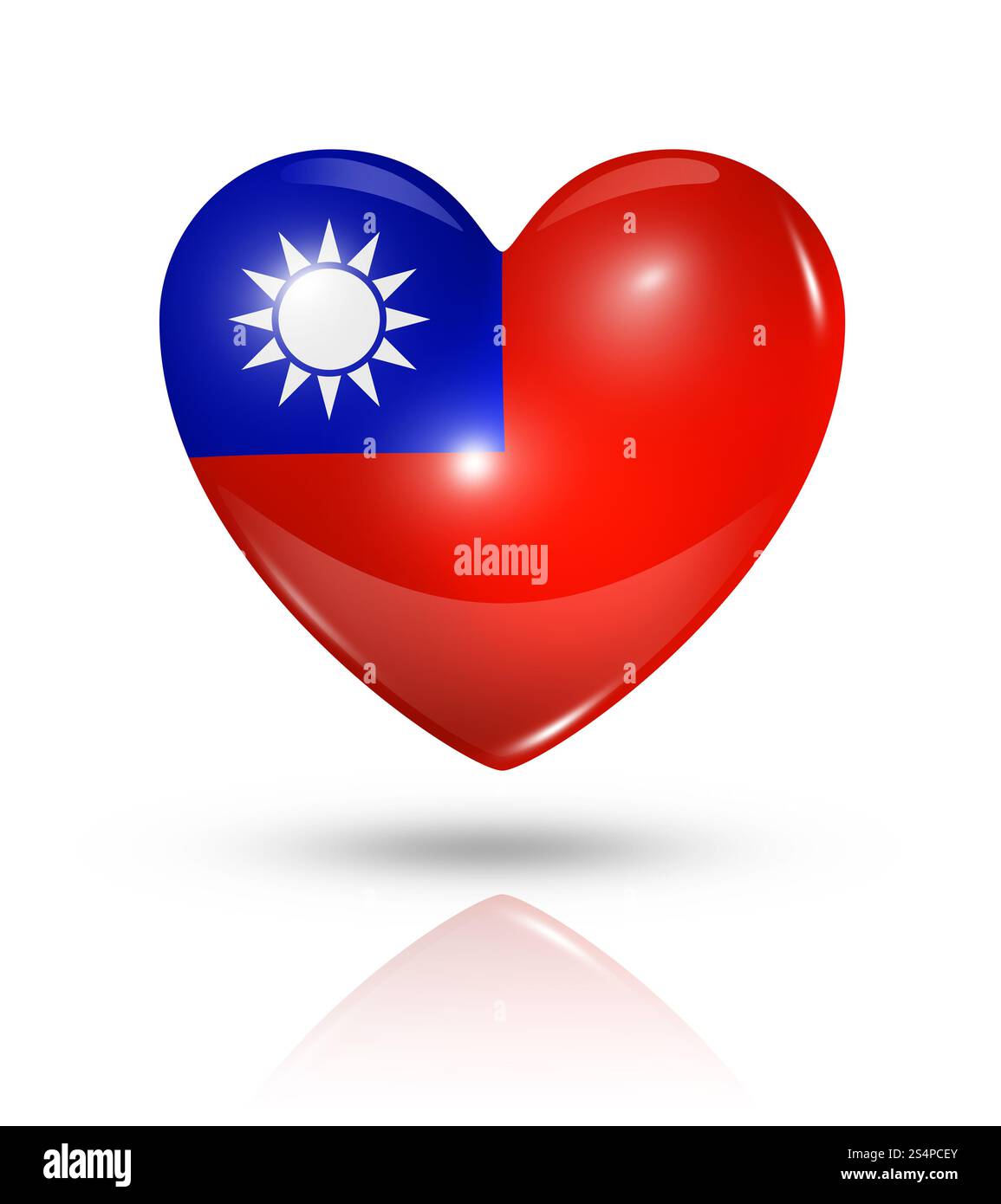 Amore Taiwan simbolo. 3D cuore icona bandiera isolato su bianco con tracciato di ritaglio Foto Stock