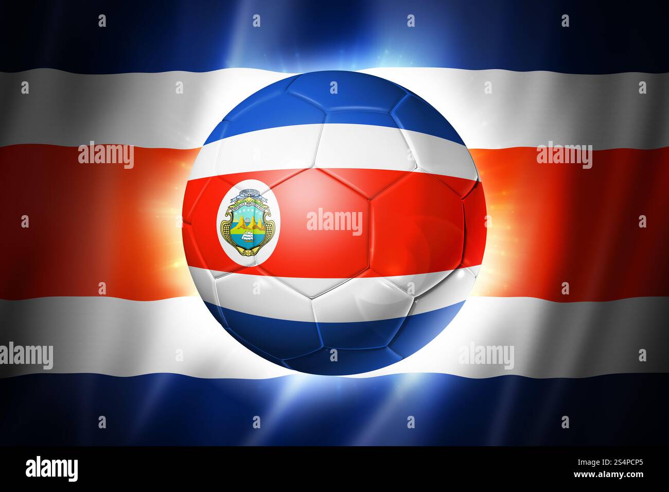 3D Pallone da calcio con il Costa Rica bandiera del team, world cup calcio brasile 2014 Foto Stock