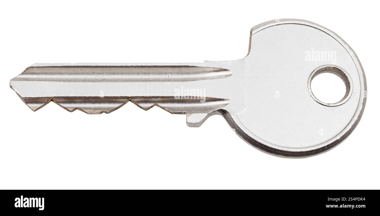 Chiave apertura porta per fetta tumbler lock isolati su sfondo bianco Foto Stock