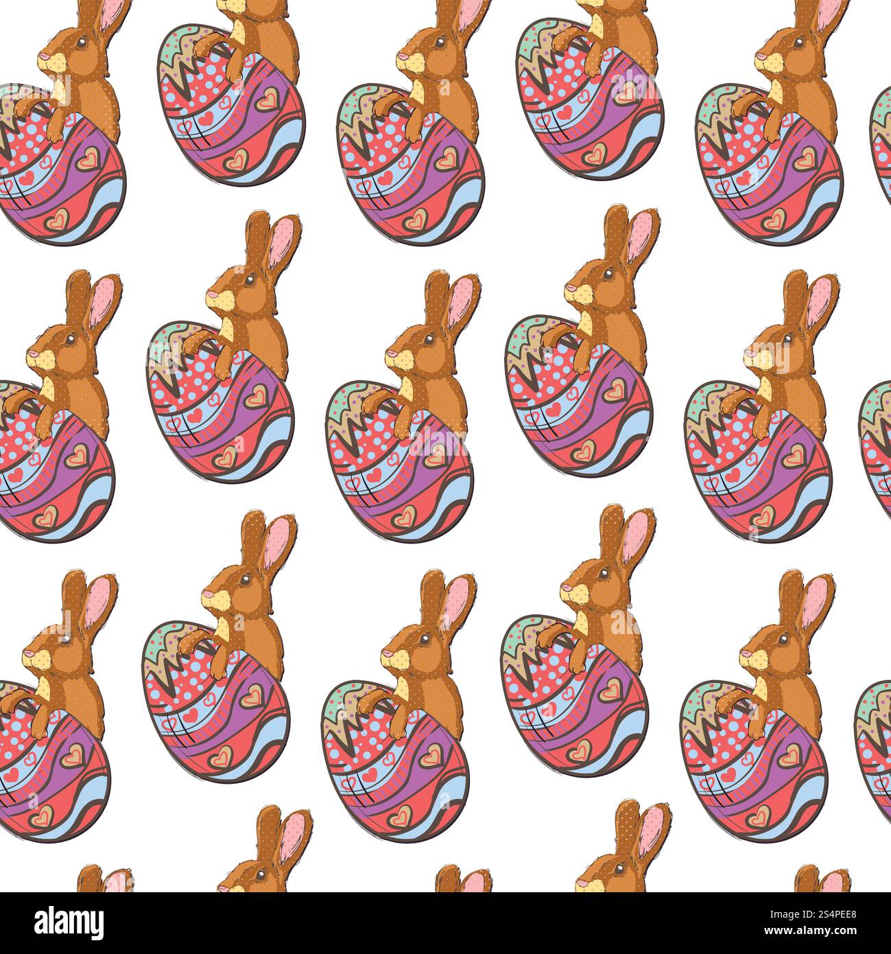 Motivo senza cuciture con coniglietti pasquali e uova Foto Stock