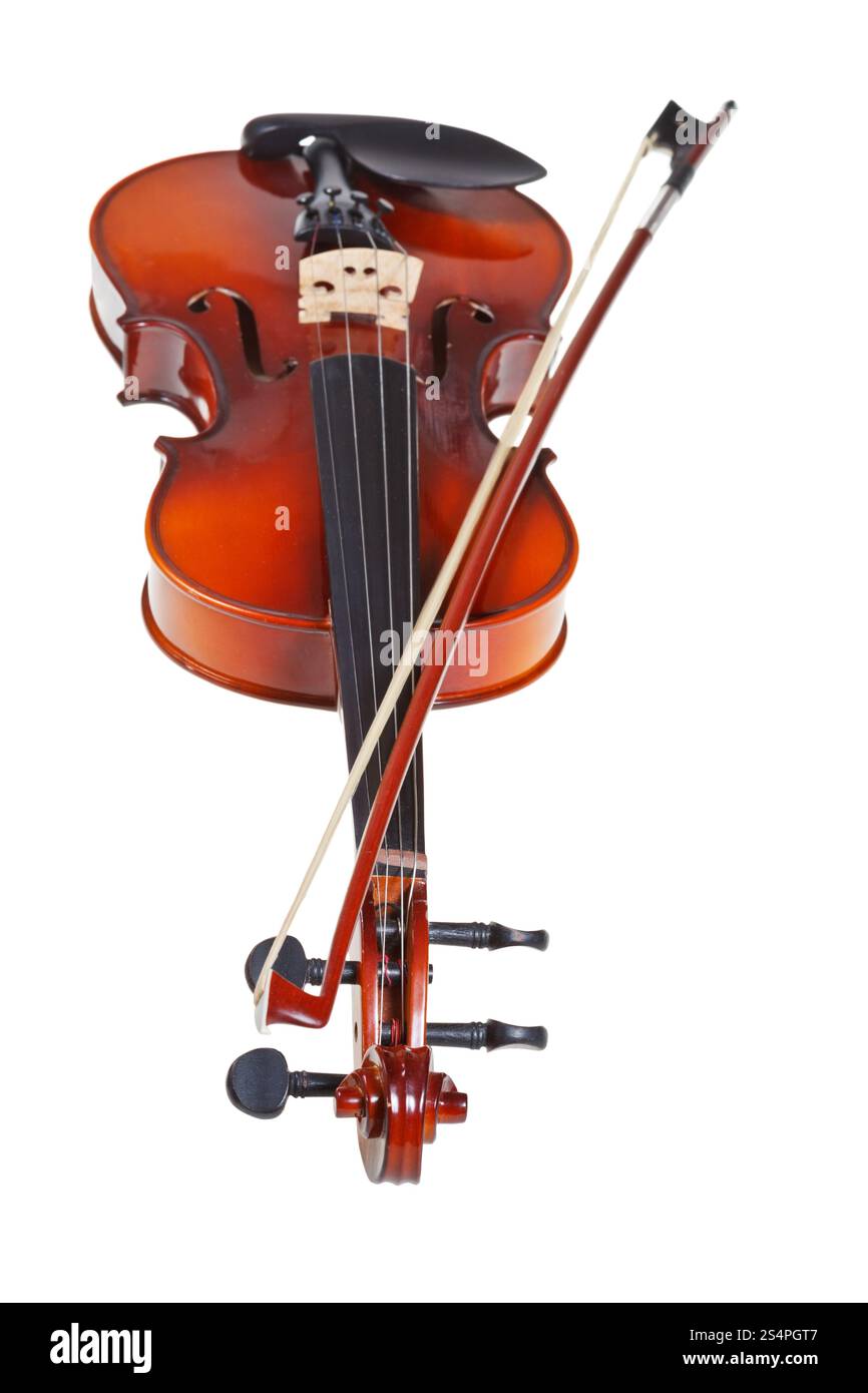 Moderno classico fiddle con archetto francese isolati su sfondo bianco Foto Stock