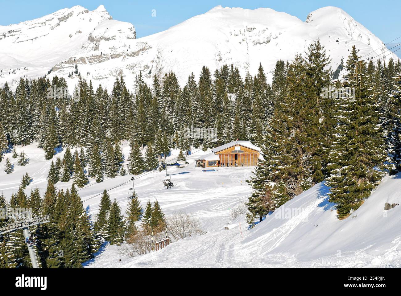 Mountain Ski area di Portes du Soleil regione, Morzine - Avoriaz, Francia Foto Stock