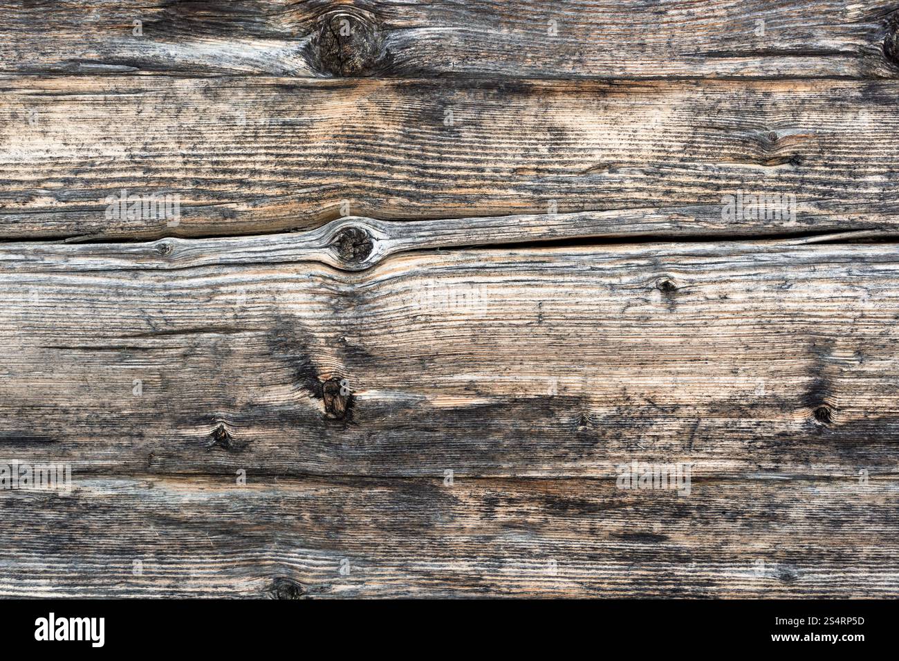 Primo piano della vecchia grigio di tavole di legno texture Foto Stock