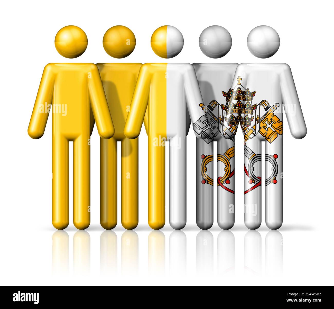 Bandiera della città del Vaticano sulla figura del bastone - simbolo della comunità nazionale e sociale icona 3D. Bandiera della città del Vaticano sul bastone Foto Stock
