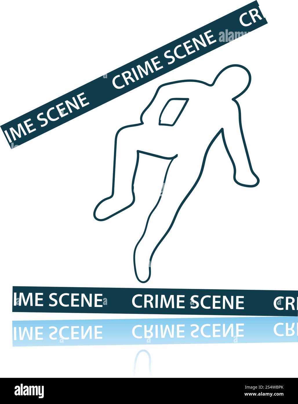 Icona scena del crimine. Progettazione a riflessione ombra. Illustrazione vettoriale. Illustrazione Vettoriale