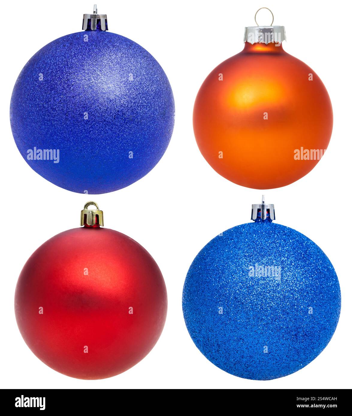 Decorazioni di Natale - vetro quattro palle di Natale isolato su sfondo bianco Foto Stock