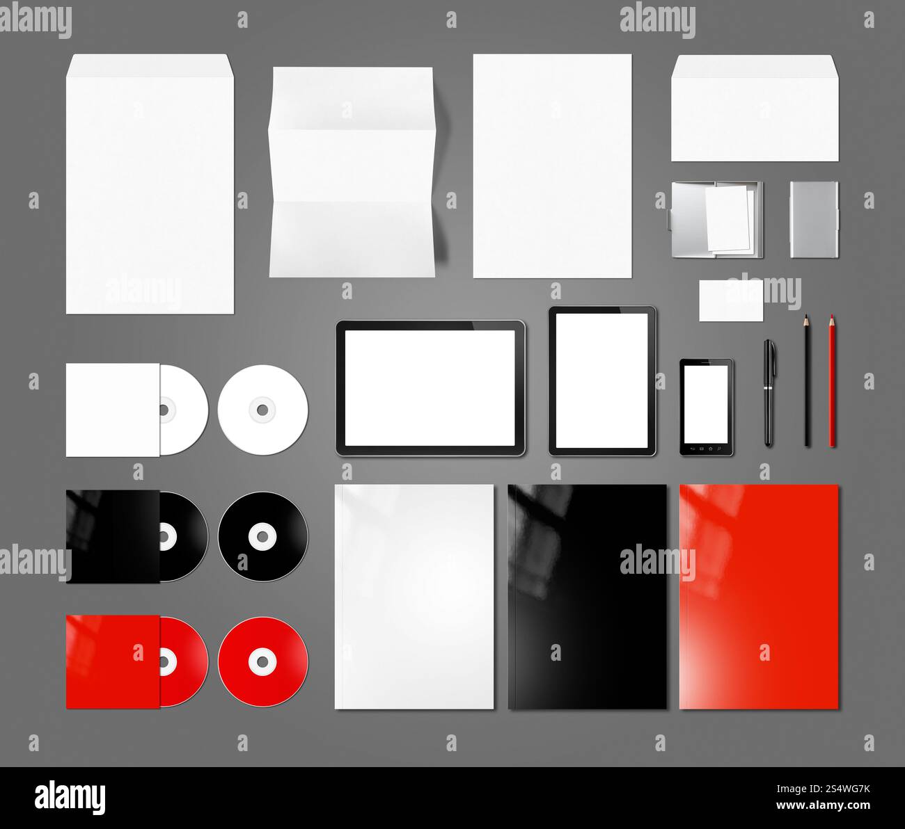 Il Branding identity design mockup modello, isolato su sfondo grigio scuro Foto Stock