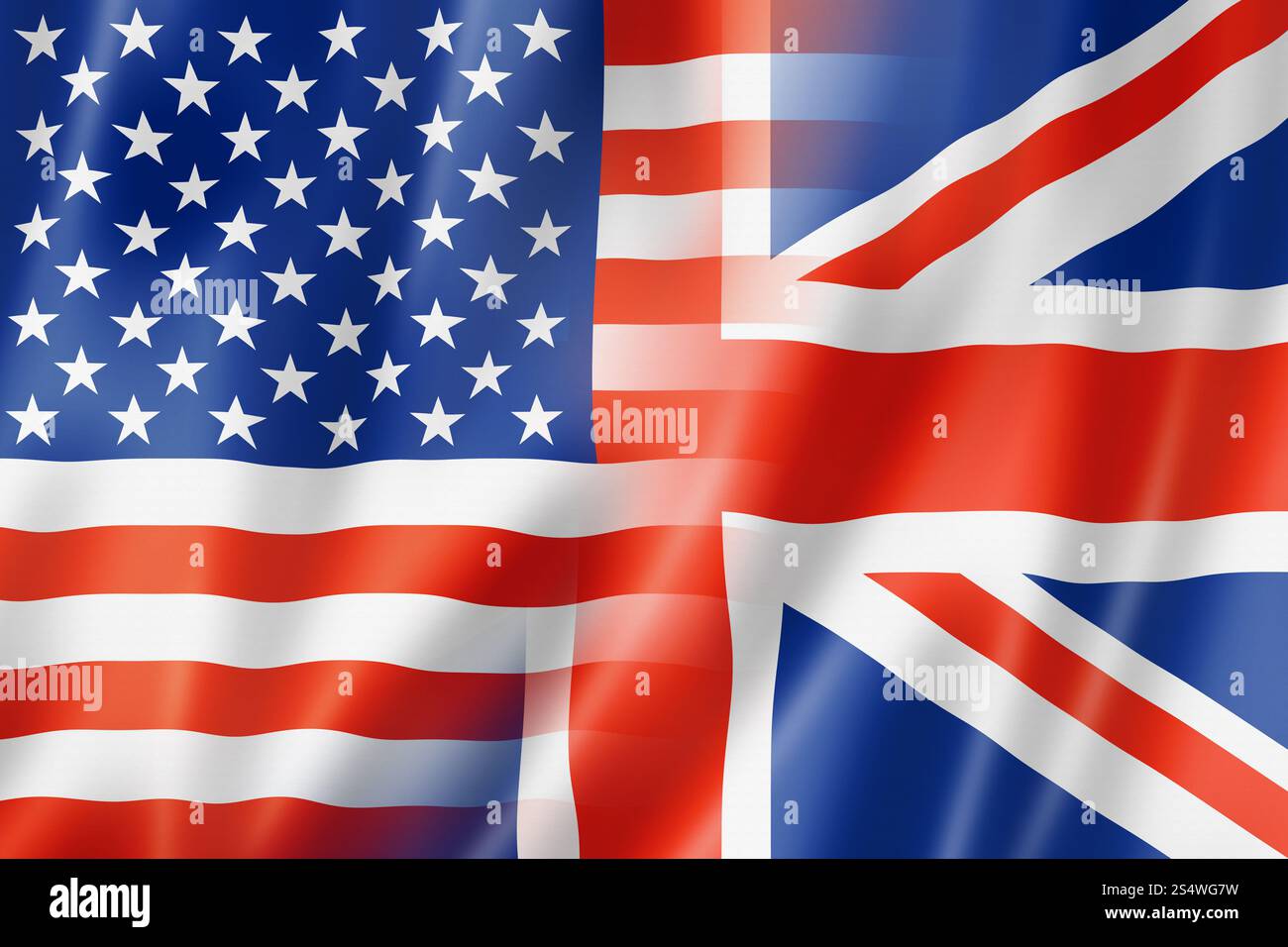 Miscelati USA e Regno Unito bandiera, tridimensionale, rendering immagine Foto Stock