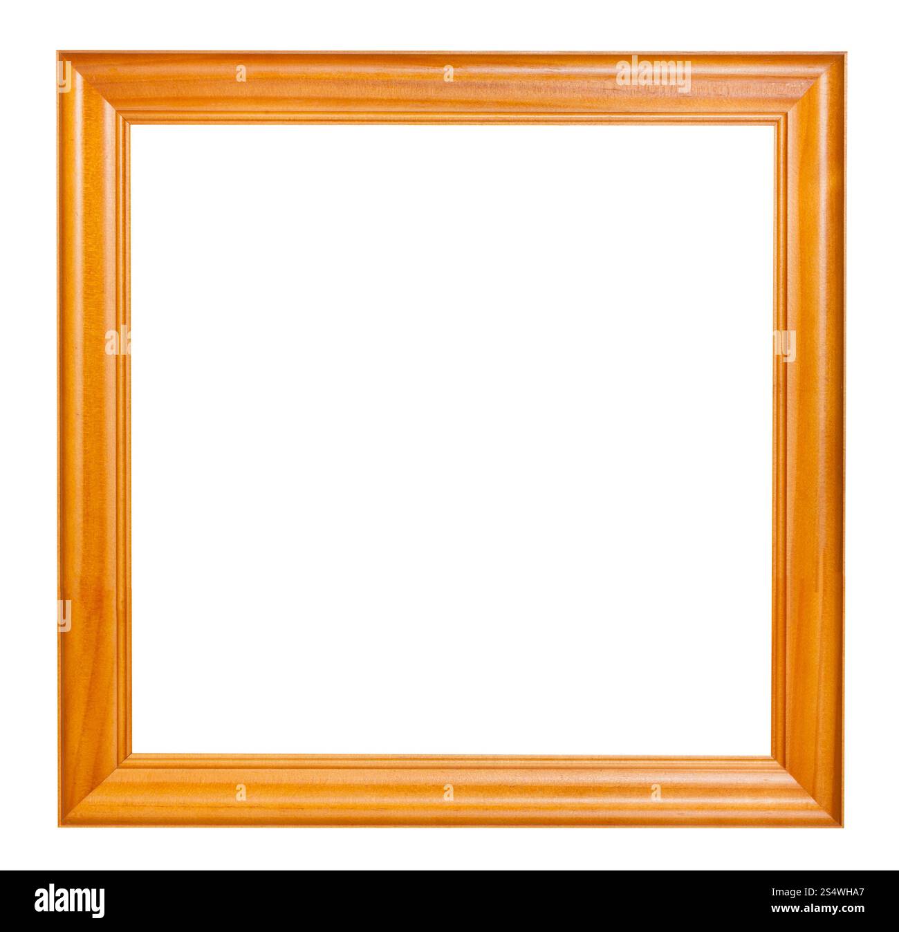 Quadrato in legno laccato picture frame con ritagliato uno spazio vuoto isolato su sfondo bianco Foto Stock