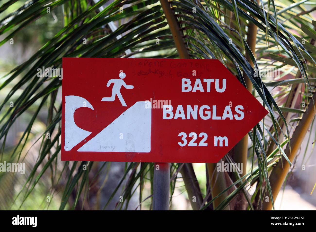 Una fuga dallo tsunami nel villaggio sull'isola di Nusa Lembongan vicino all'isola di Bali, in indonesia, nel sud-est asiatico. ASIA INDONESIA BALI NUSA Foto Stock