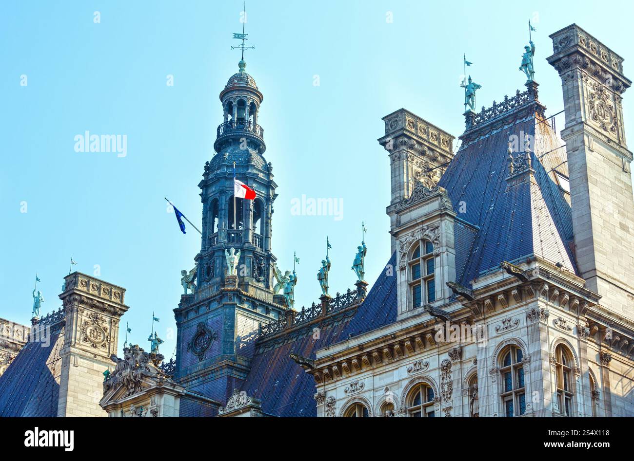 L'Hotel de Ville TOP, il Municipio di Parigi, Francia. Costruito nel 1533-1835. Ricostruzione nel 1873-1892. Architetti Theodore Ballu e Edouard Deperthes. Foto Stock