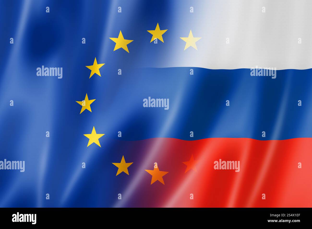 Europa misti e bandiera della Russia, tridimensionale, rendering immagine Foto Stock
