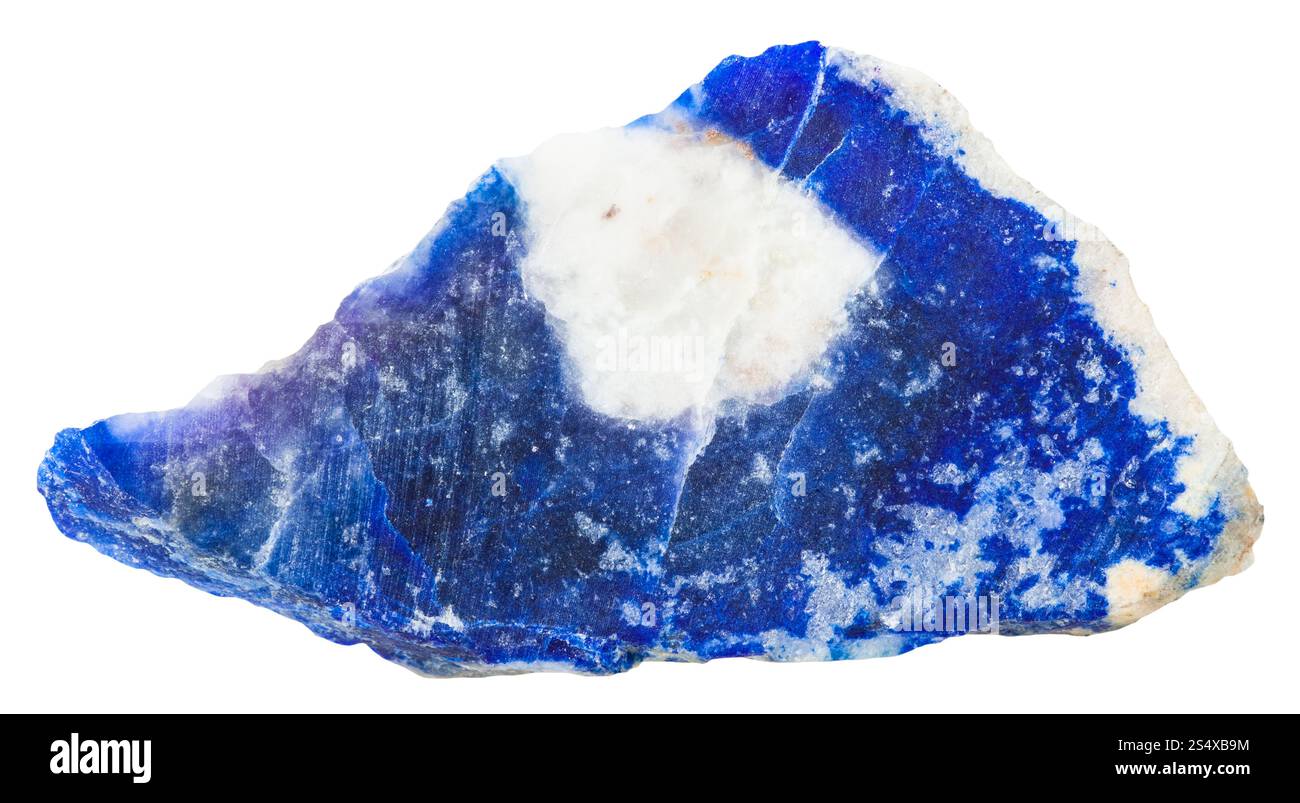 Le riprese in modalità macro della collezione di roccia naturale - deep blue lazurite pietra minerale isolato su sfondo bianco Foto Stock