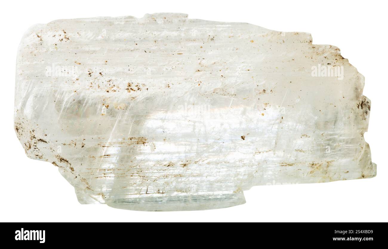 Le riprese in modalità macro della collezione di roccia naturale - cristallo di gesso pietra minerale isolato su sfondo bianco Foto Stock