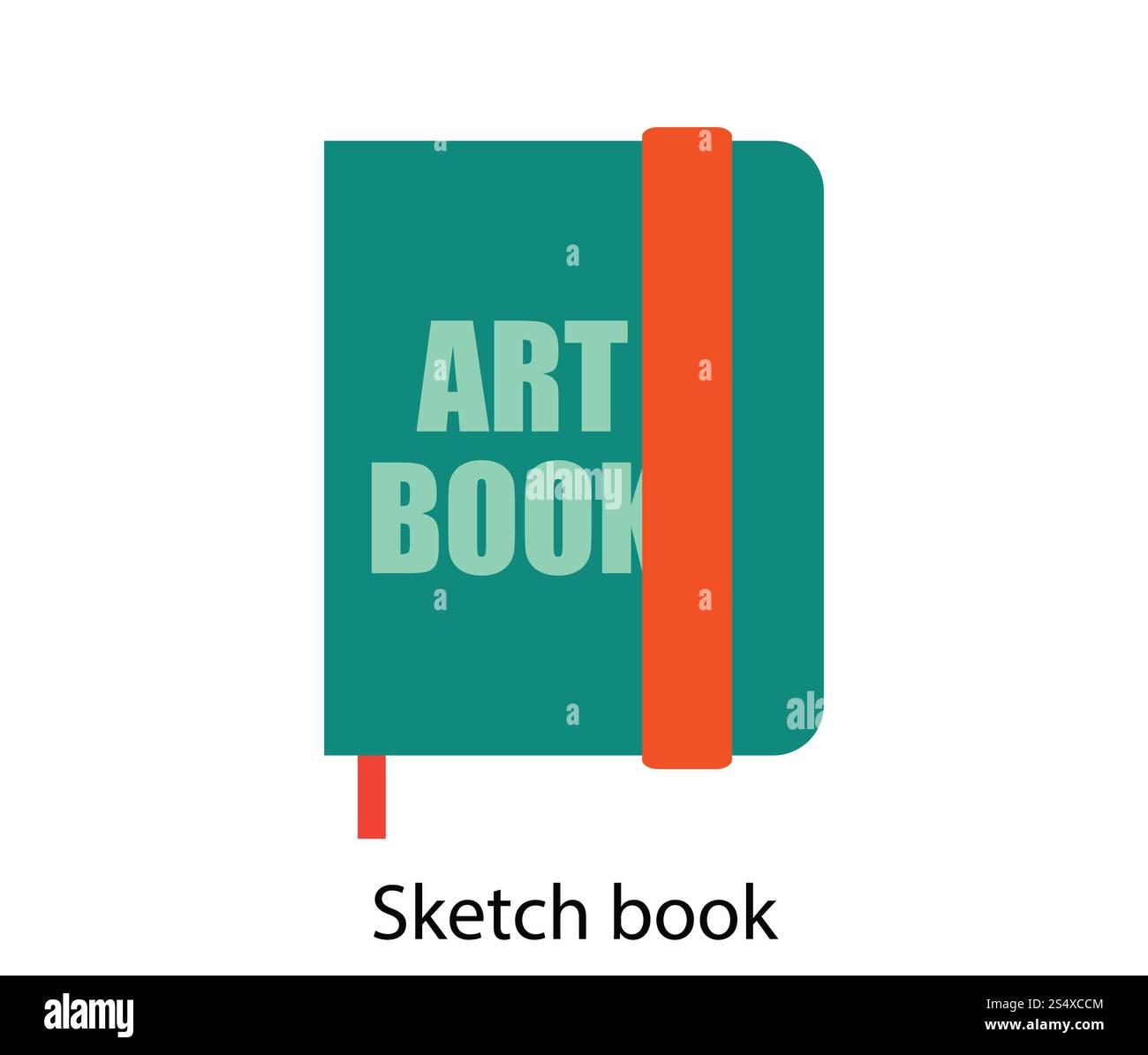 Icona del libro degli schizzi. Design piatto a colori. Foto Stock