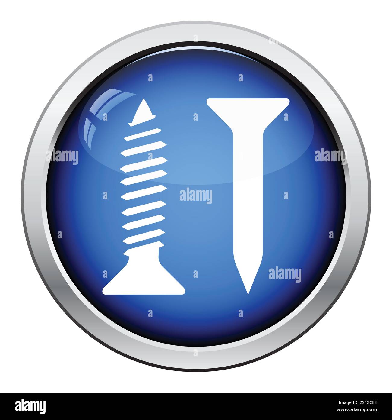 Icona della vite e del chiodo. Design lucido dei pulsanti. Foto Stock
