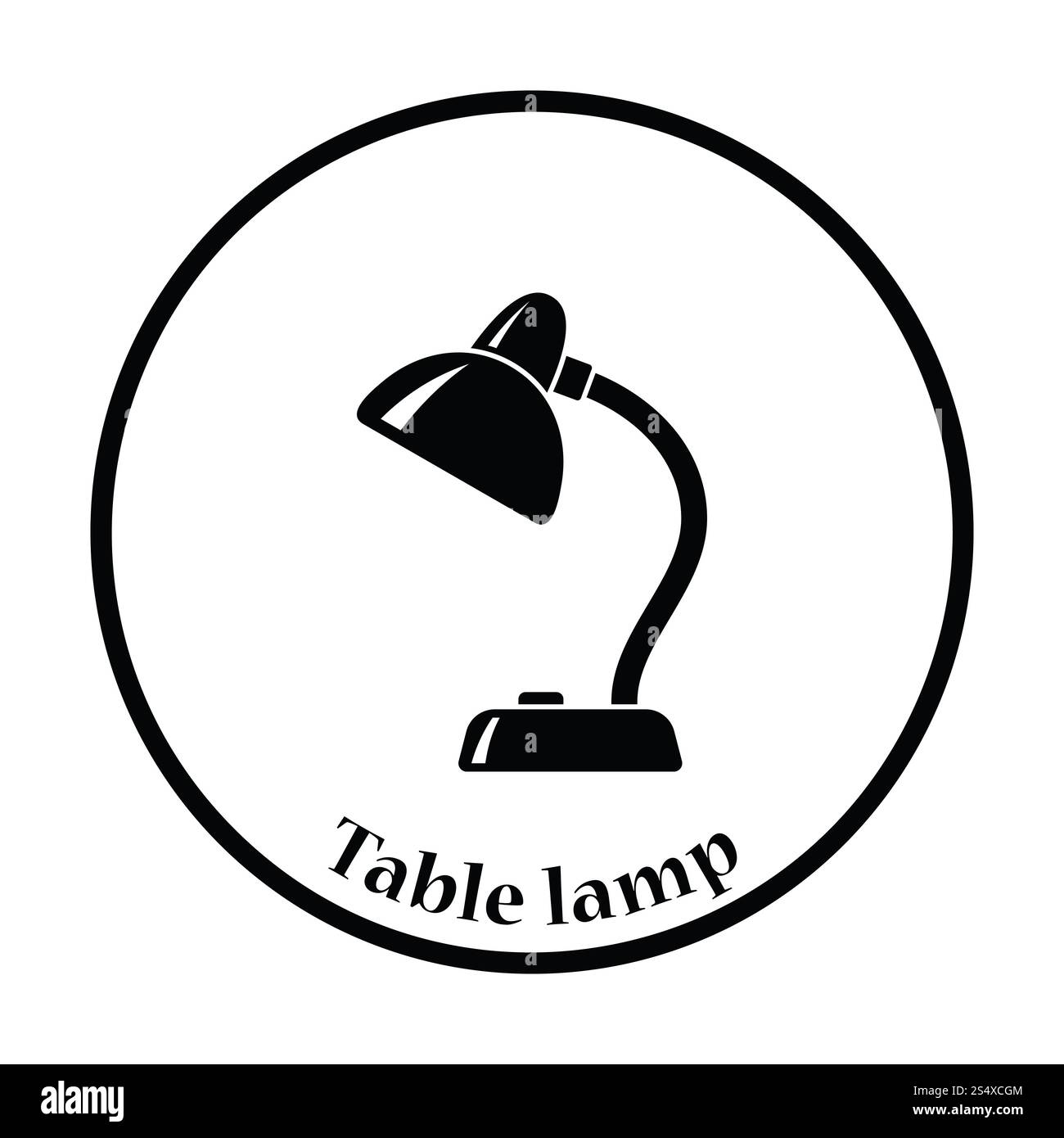 Icona della lampada. Design a cerchio sottile. Foto Stock