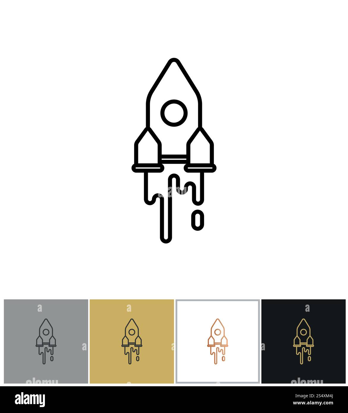 Icona Rocket, sagoma della navicella spaziale, futuristica insegna della navicella su sfondo bianco e nero. Illustrazione vettoriale. Icona del razzo, sagoma della navicella spaziale, futuristica insegna della navicella del motore Illustrazione Vettoriale