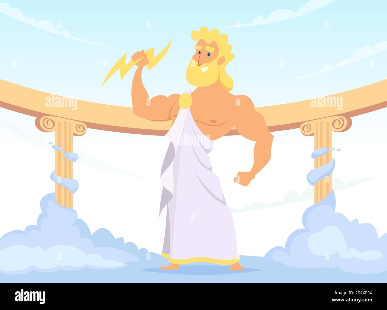 Zeus greco antico Dio del tuono e dei fulmini. Vector zeus Character god, illustrazione greca del personaggio antico. Zeus greco antico Dio del tuono e dei fulmini Illustrazione Vettoriale