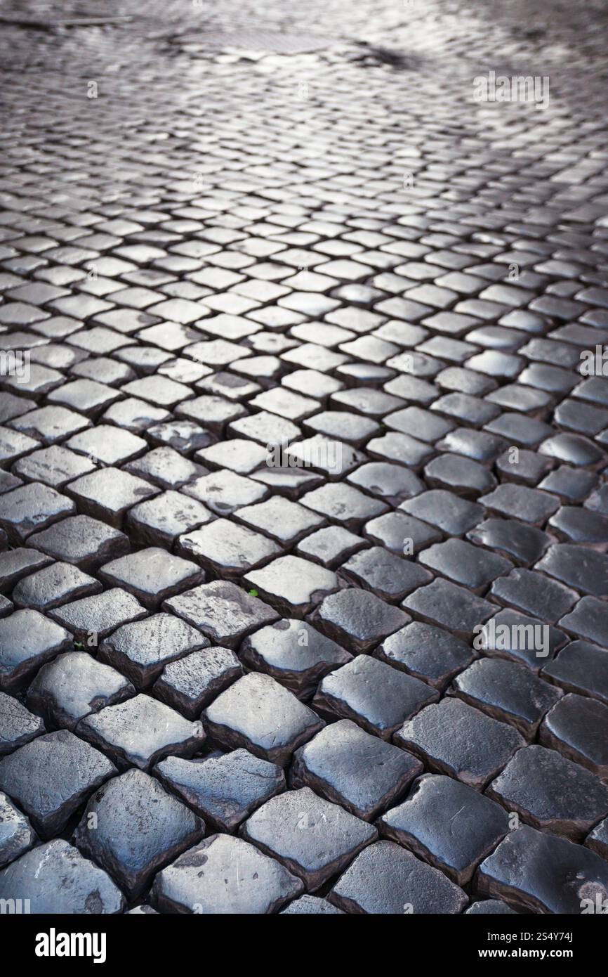 Viaggiare in Italia - pavimentazione in pietra Road nel quartiere medievale della città di Roma Foto Stock Viaggiare in Italia - pavimentazione in pietra Road nel quartiere medievale della città di Roma Foto Stock
