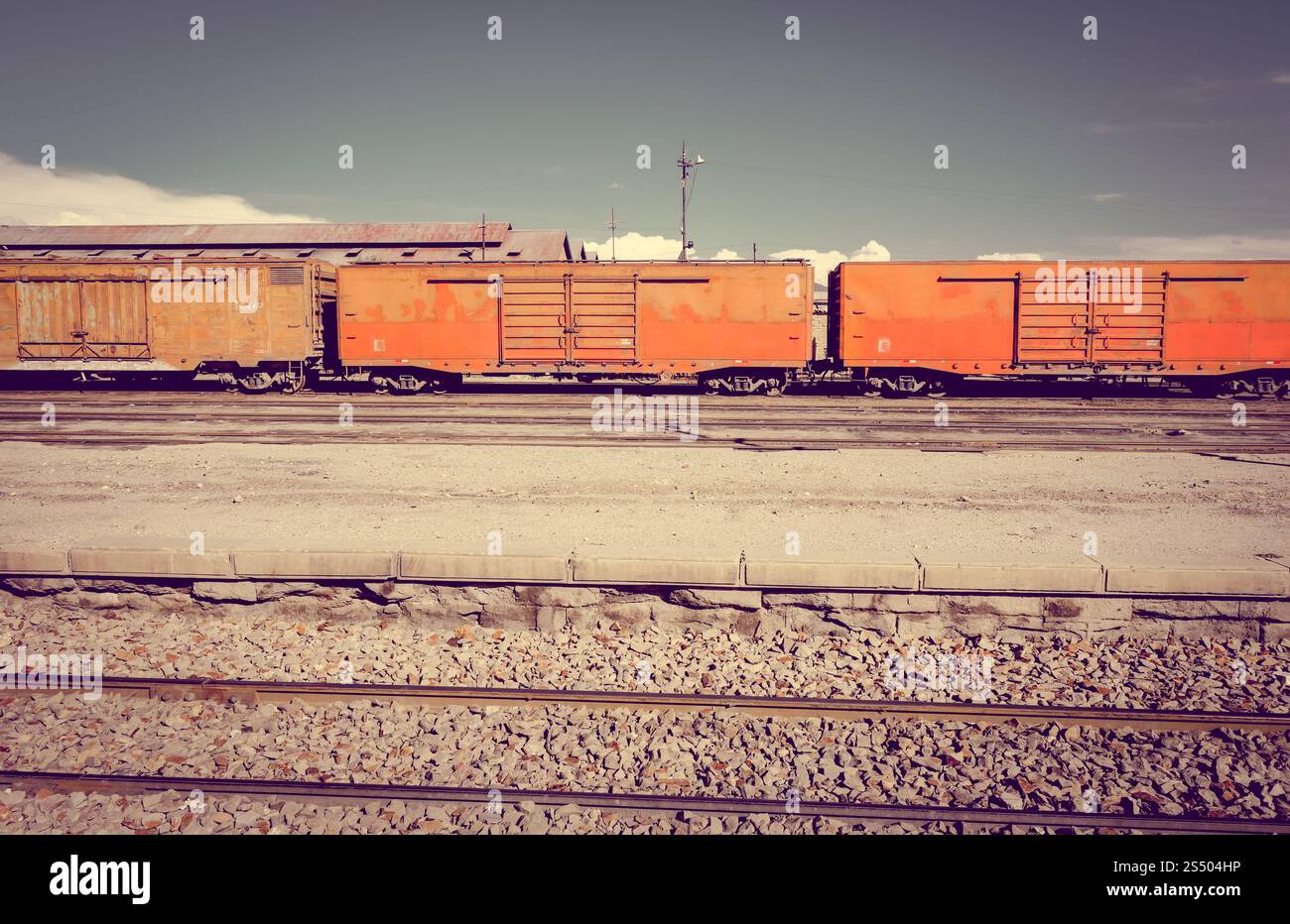 Stazione ferroviaria di Uyuni, Bolivia, Sud america. Stazione ferroviaria di Uyuni, Bolivia Foto Stock