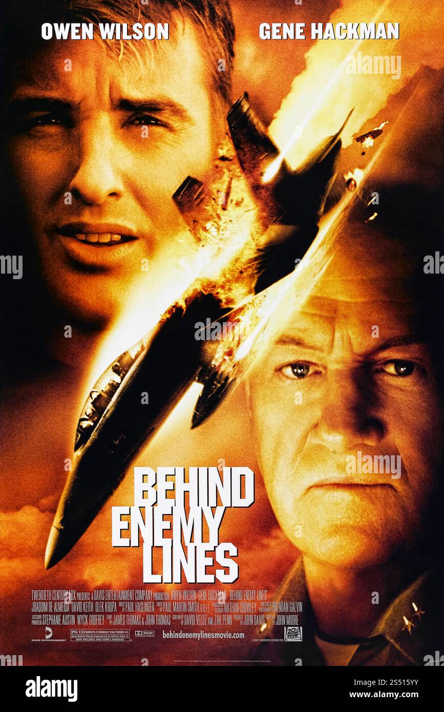 Behind Enemy Lines (2001) diretto da John Moore e interpretato da Owen Wilson, Gene Hackman e Gabriel Macht. Un pilota della Marina viene abbattuto sulla Bosnia e deve sfuggire alle forze nemiche mentre il suo ufficiale comandante tenta un audace salvataggio. Fotografia di un poster originale del 2001 USA a un foglio SOLO PER USO EDITORIALE. Crediti: BFA / 20th Century Fox Foto Stock
