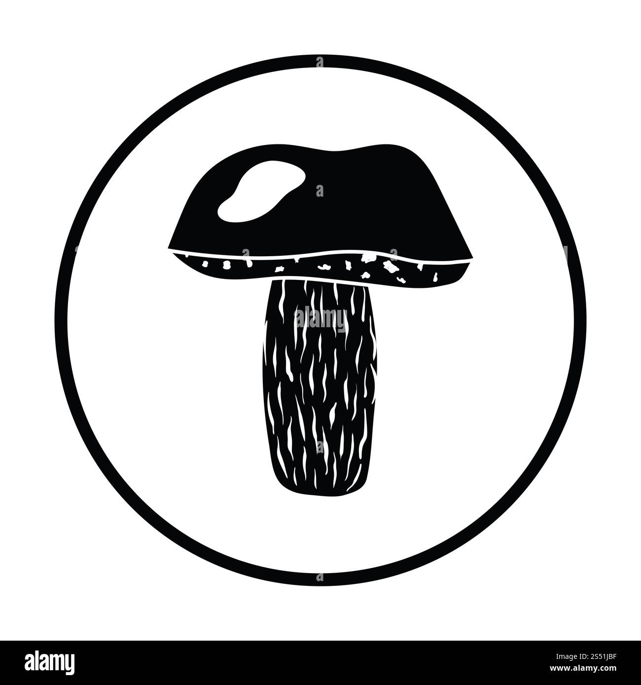 Icona dei funghi. Design a cerchio sottile. Illustrazione vettoriale. Foto Stock