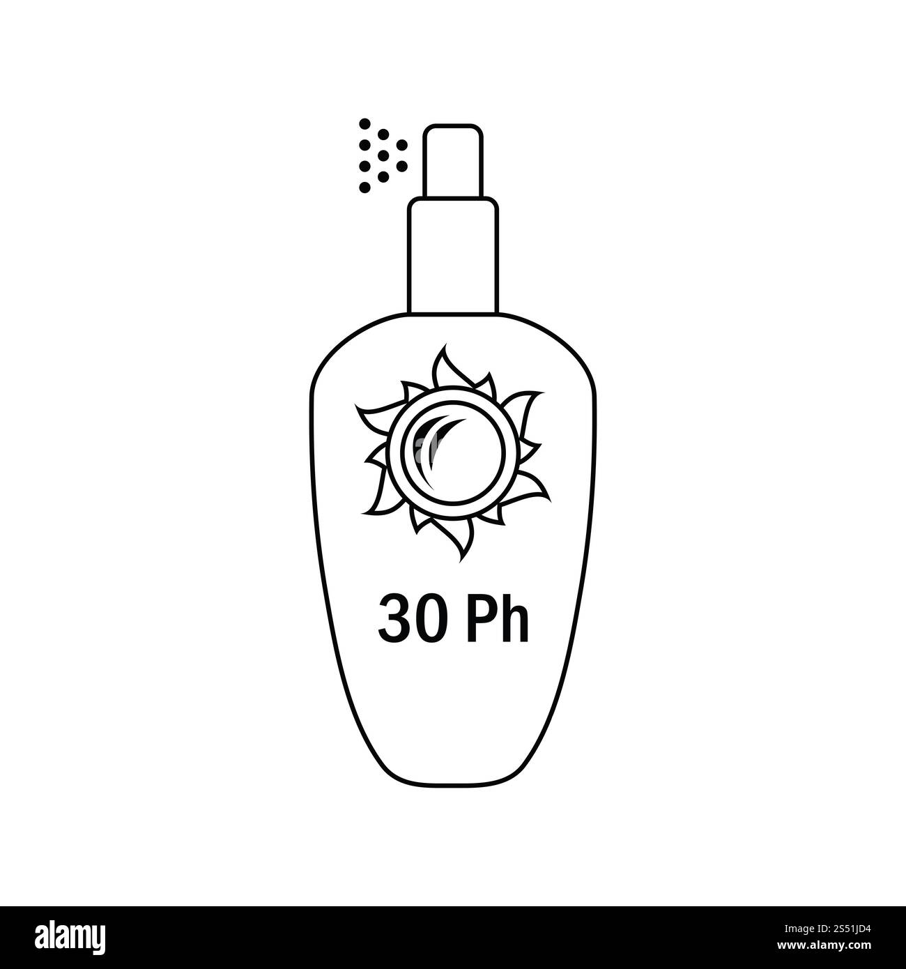 Icona di sun protection spray . Linea sottile design. Illustrazione Vettoriale. Foto Stock