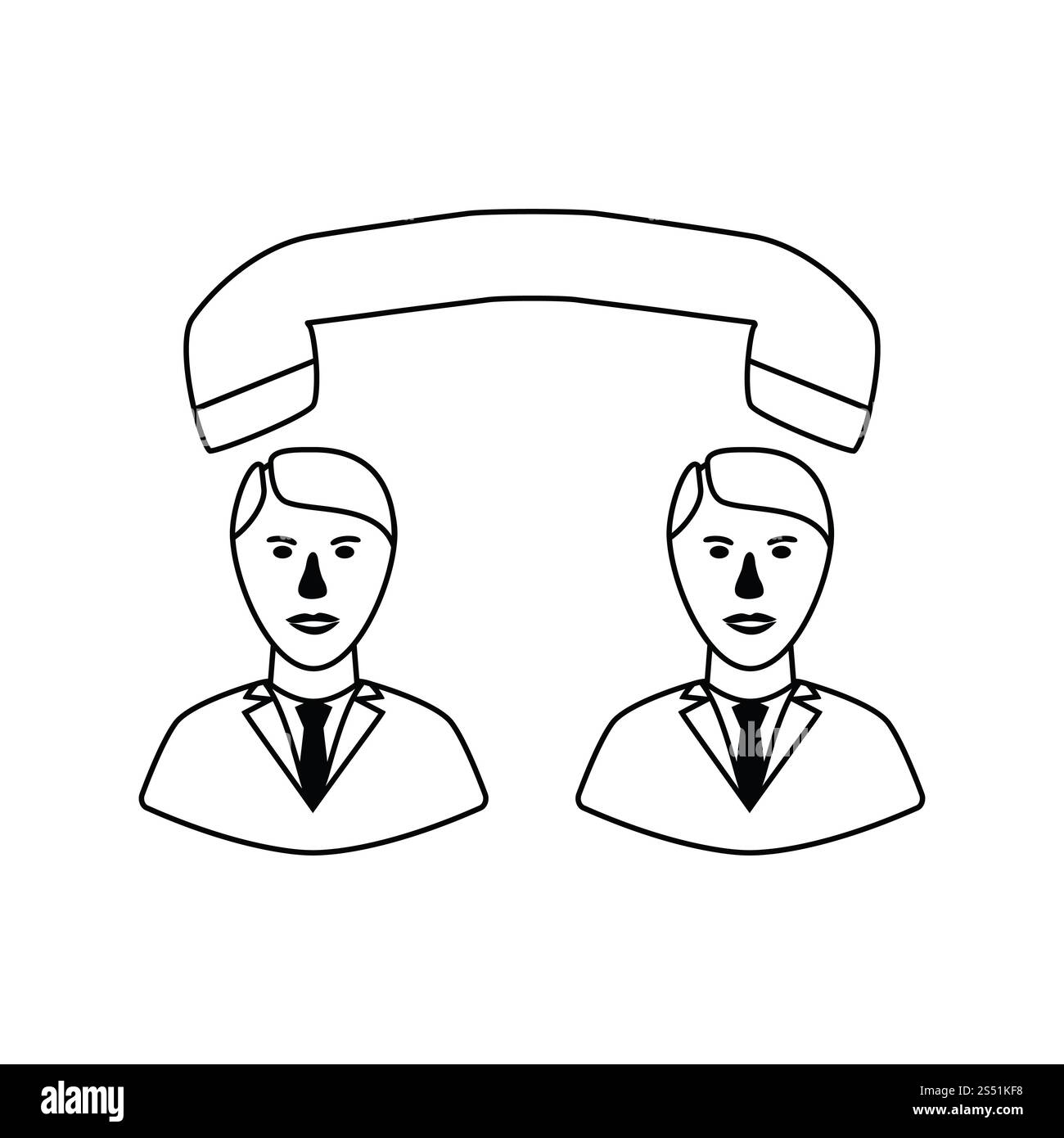 Icona della conversazione telefonica. Linea sottile design. Illustrazione Vettoriale. Foto Stock