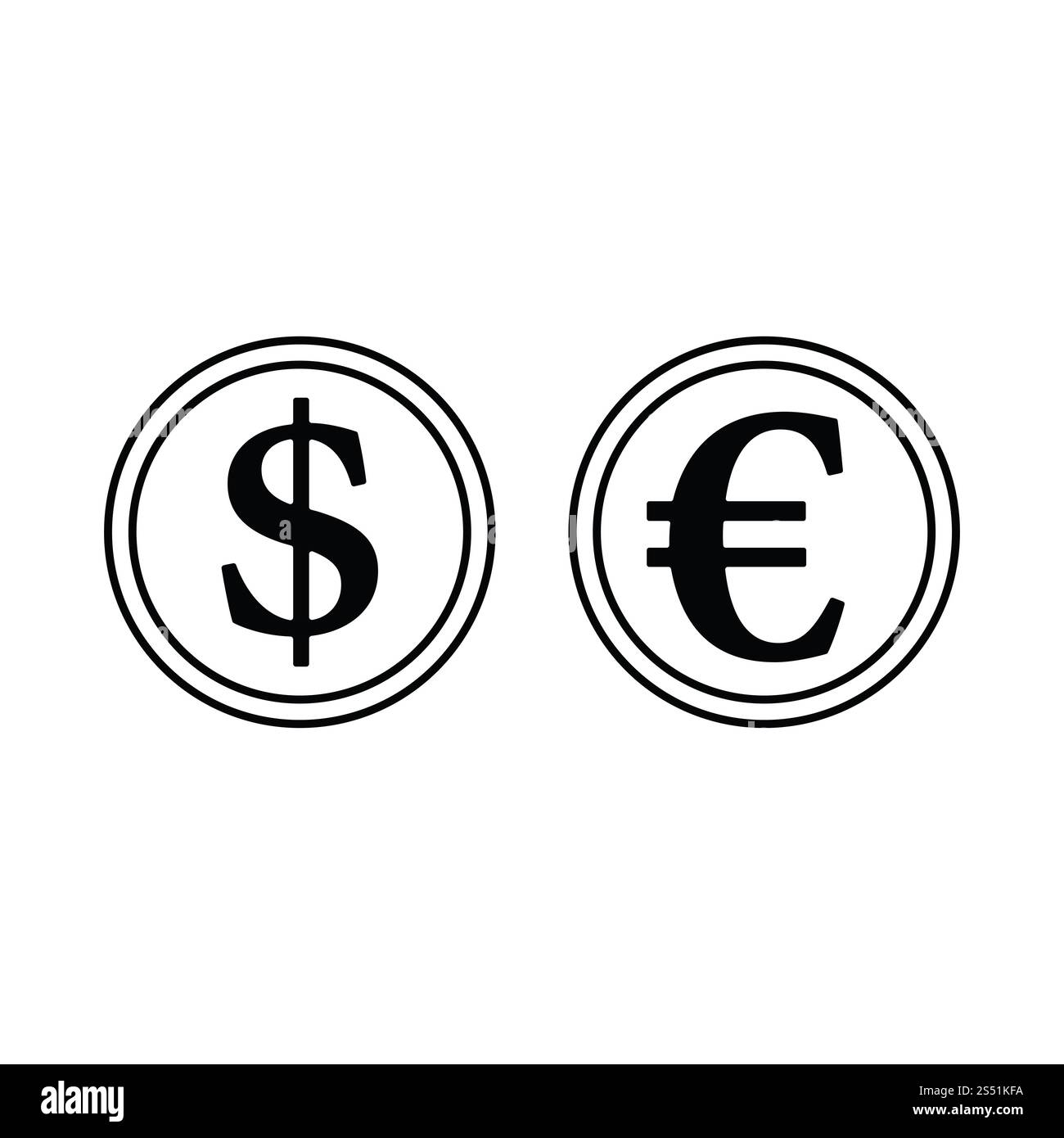 Icona della pila di monete. Linea sottile design. Illustrazione Vettoriale. Foto Stock