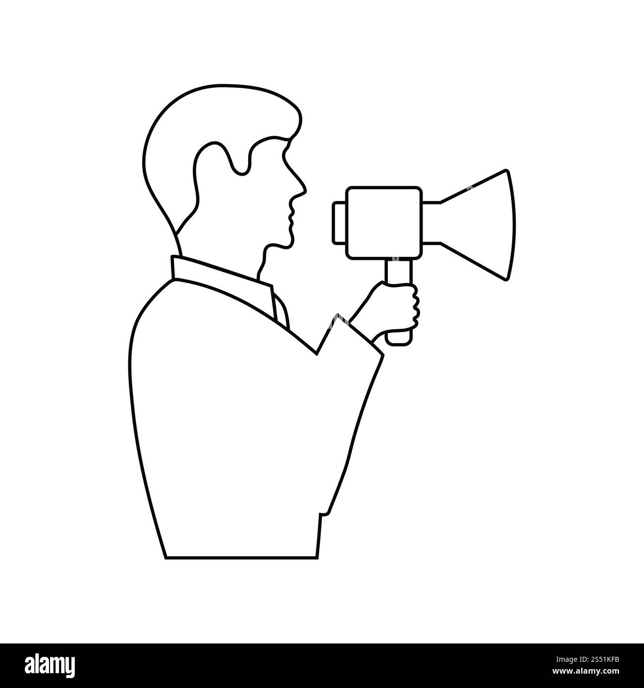 Icona di uomo con boccaglio. Linea sottile design. Illustrazione Vettoriale. Foto Stock