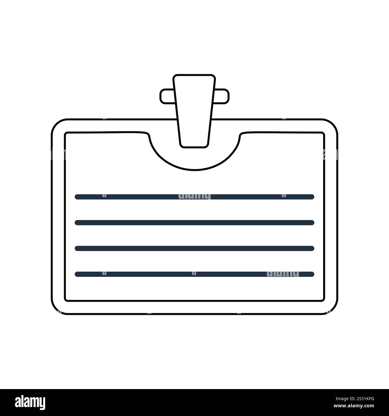 Icona del badge con clip. Linea sottile design. Illustrazione Vettoriale. Foto Stock