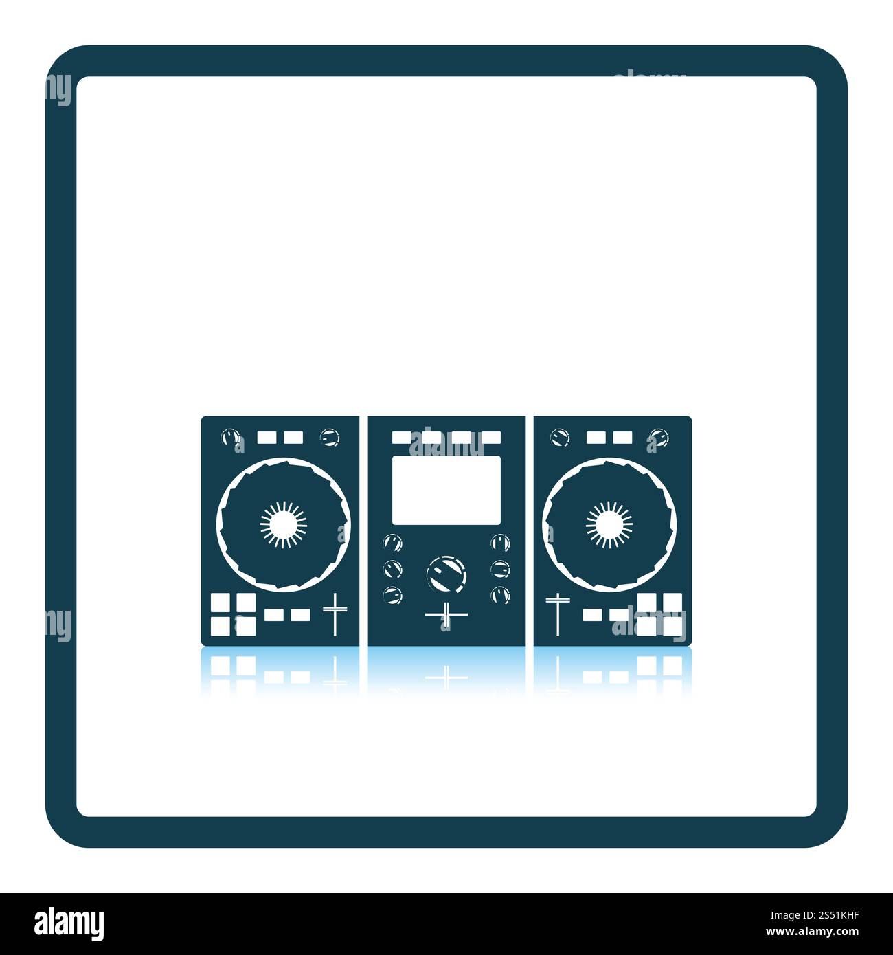 Icona di DJ. Ombra di design di riflessione. Illustrazione Vettoriale. Foto Stock
