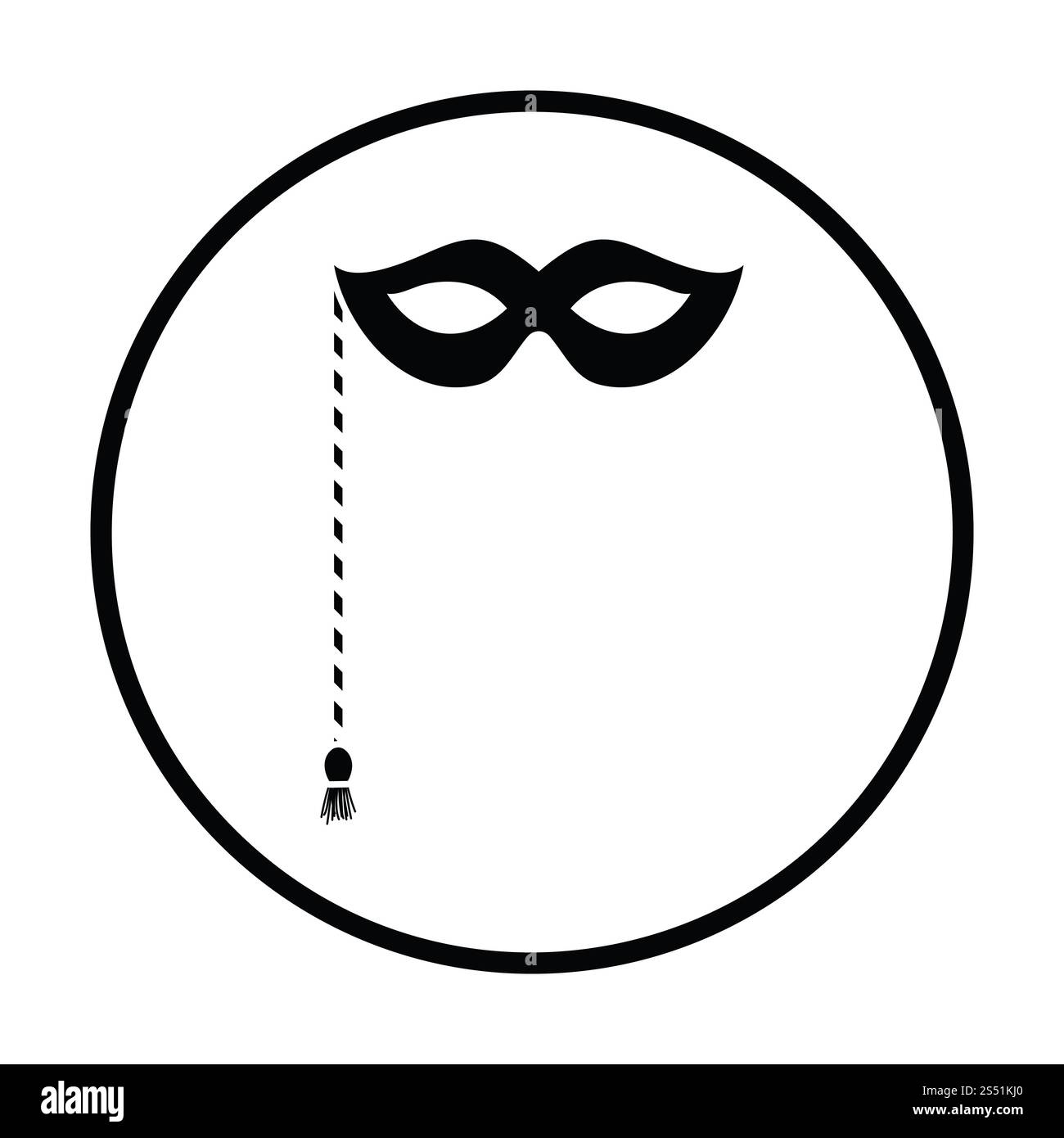 Festa di carnevale icona maschera. Cerchio sottile design. Illustrazione Vettoriale. Foto Stock