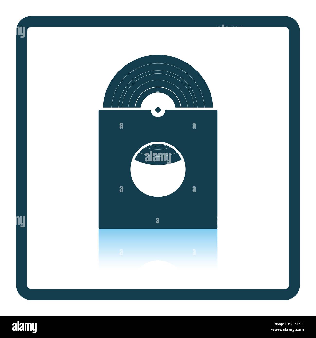 Dischi in Vinile in icona a forma di busta. Ombra di design di riflessione. Illustrazione Vettoriale. Foto Stock