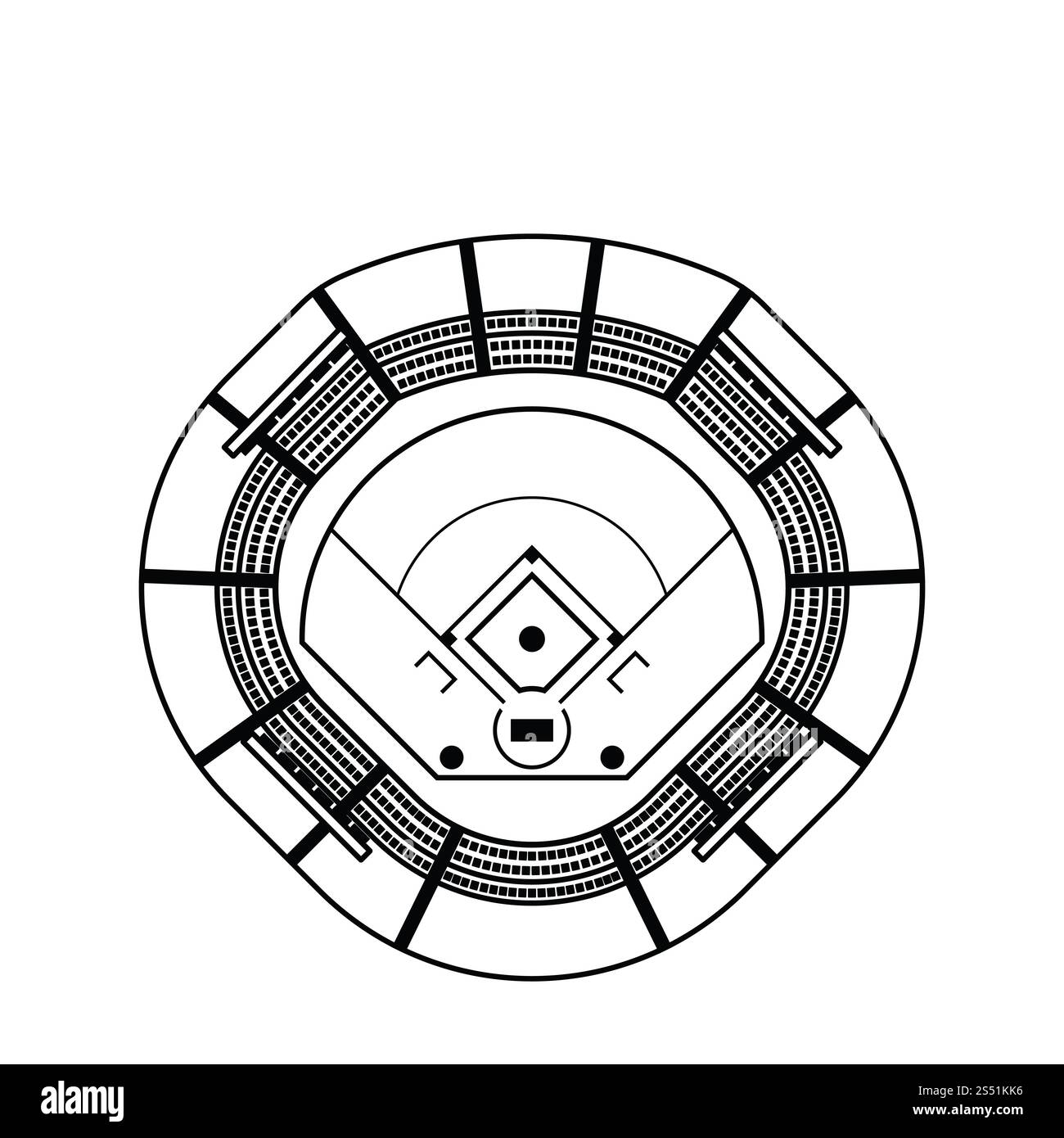 Lo stadio di baseball icona. Linea sottile design. Illustrazione Vettoriale. Foto Stock